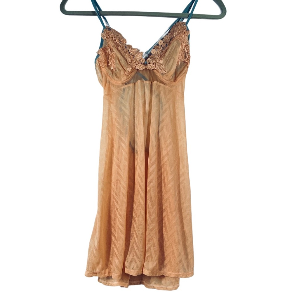 For Love And Lemons Elegant Lace Lingerie Set Size Small Nude/Blue